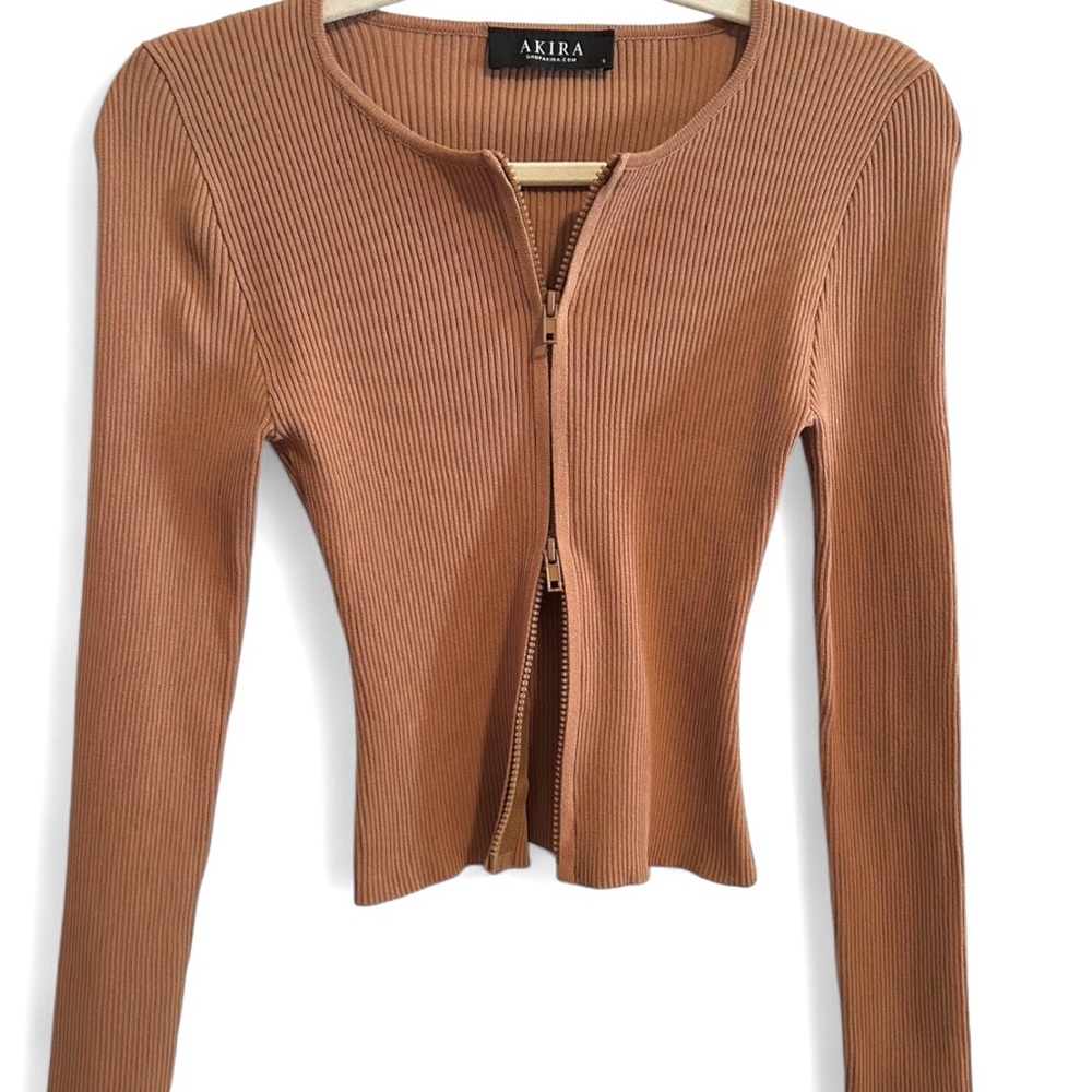 AKIRA Tan Ribbed Long Sleeve
